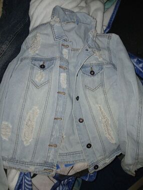 Distressed Light Wash Denim Jacket Highway